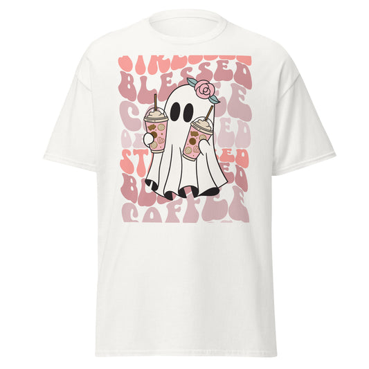 Stressed Blessed Coffee Obsessed Ghost Shirt